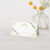 白い花の蝶のキンチャネラ 16歳の誕生日 プレイスカード (裏面)