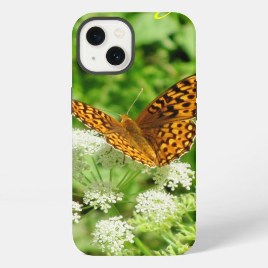 白い花の蝶 iPhoneケース (裏面)