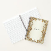 白い花の装飾が施されたゴールドノート ノートブック (内部)