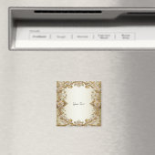 白い花の装飾用ゴールドマグネット マグネット (インサイチュ (食洗機))