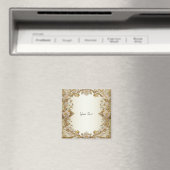 白い花の装飾 ゴールド マグネット (インサイチュ (食洗機))