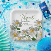 白い花の誕生日 ペーパープレート (パーティー)