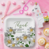 白い花の誕生日 ペーパープレート (パーティー)