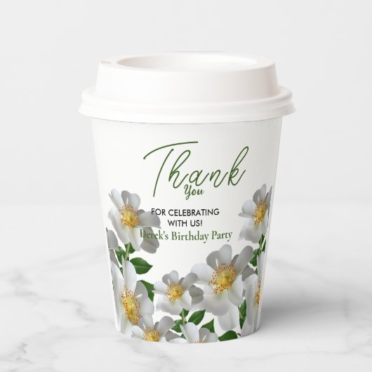 白い花の誕生日 紙コップ (裏面)