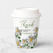 白い花の誕生日 紙コップ (正面)