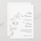 白い花の赤ちゃんシャワーの招待状 招待状 (正面/裏面)