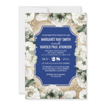 白い花の金ゴールドの紙吹雪のリース海軍結婚式