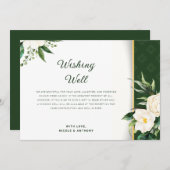 白い花の金ゴールドストライプが良く願う 招待状 (正面/裏面)