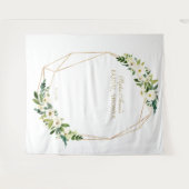 白い花の金ゴールドブライダルシャワーフォトブースプロップ タペストリー (正面(横))