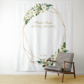 白い花の金ゴールドブライダルシャワーフォトブースプロップ タペストリー (インサイチュ)