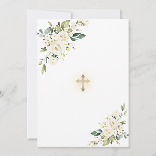 白い花の金ゴールド確認延期された更新 招待状 (裏面)