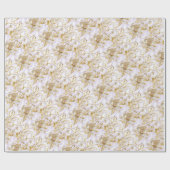 白い花の金縁 ウェディングアニバーサリー ブライダル ラッピングペーパー (フラット)