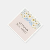 白い花の青いハイドランジアガーデン ブライダルシャワー スタンダードカクテルナプキン (角)