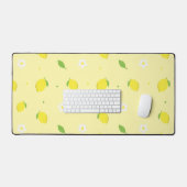 白い花の黄色オレンジのシームレスパターン  デスクマット (キーボード&マウス)