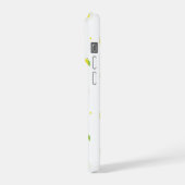 白い花の黄色オレンジのシームレスパターン iPhoneケース (左側面)