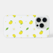 白い花の黄色オレンジのシームレスパターン iPhoneケース (裏面横)