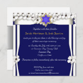 白い花のchuppahのユダヤ人結婚式 招待状 (正面/裏面)