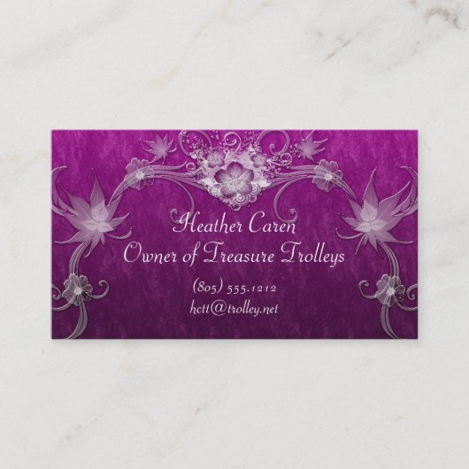 白い花はピンクで渦巻きます 名刺 (正面)