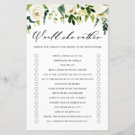 白い花は彼女はむしろブライダルシャワーゲーム