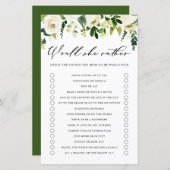 白い花は彼女はむしろ赤ちゃんシャワーのゲーム (正面/裏面)