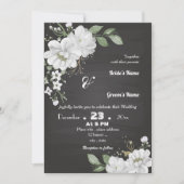白い花は緑葉黒色 招待状 (正面)