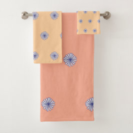 白い花びらの桃の花の組み合わせギフト　ホームデコレーション バスタオルセット