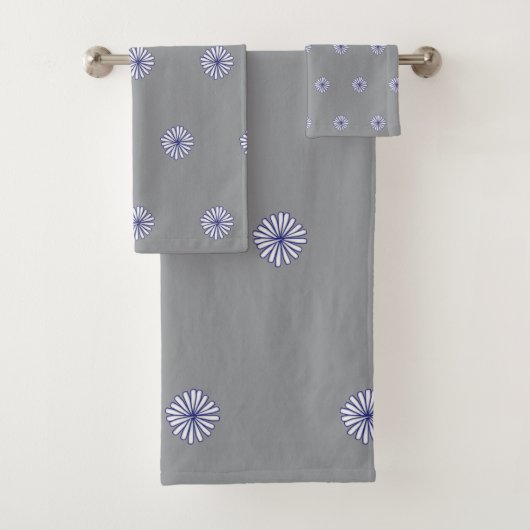 白い花びらの灰色のギフト ホームデコレーション バスタオルセット (インサイチュ)