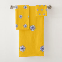白い花びら黄色のギフトホームデコレーション バスタオルセット