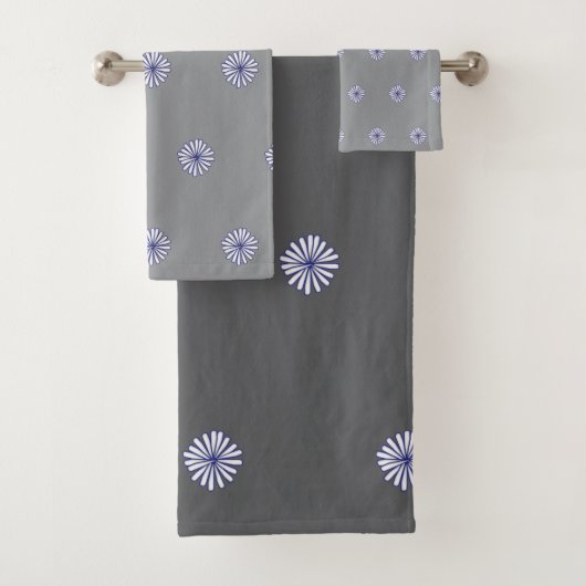 白い花びら グレー コンボ ギフト ホーム デコレーション バスタオルセット (インサイチュ)