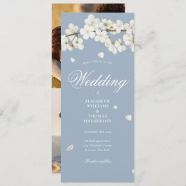 白い花ほこりっぽい青2写真結婚ズ 招待状