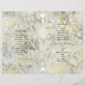 白い花を折り畳んだ結婚式 プログラムテンプレート (正面)