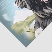 白い花を持つニューファンドランド犬 薄葉紙 (詳細)