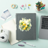 白い花を添えたレモンのブーケ シール (iPadカバー)