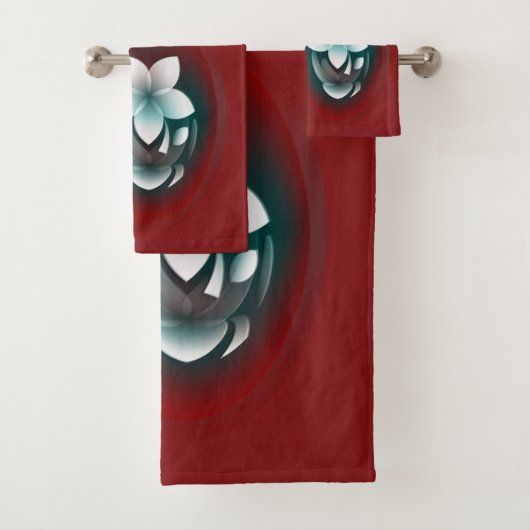 白い花を鏡像化 バスタオルセット (インサイチュ)