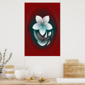 白い花を鏡像化 ポスター (キッチン)