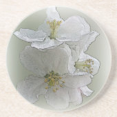 白い花を3つ コースター (正面)