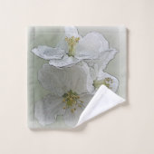 白い花を3つ バスタオルセット (ウォッシュタオル)