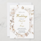 白い花エレガントな結婚式の招待状 招待状 (正面)