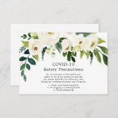 白い花エレガントな結婚式COVID-19安全 エンクロージャーカード (正面/裏面)