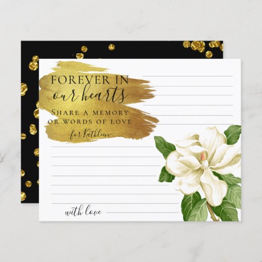 白い花エレガント共有メモリ葬儀カード (正面/裏面)