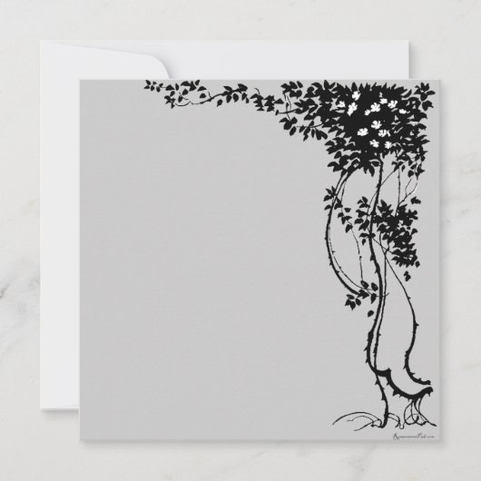 白い花オンつる植物ヴィンテージアート招待状! 招待状 (正面)