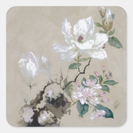 白い花シール スクエアシール