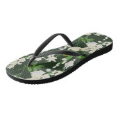 白い花ダークグリーン ビーチサンダル (アングル)