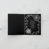 白い花ハート黒いサンキューカード サンキューカード (内部)