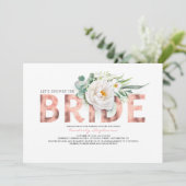 白い花バラ金ゴールドと緑のブライダルシャワー 招待状 (スタンド正面)