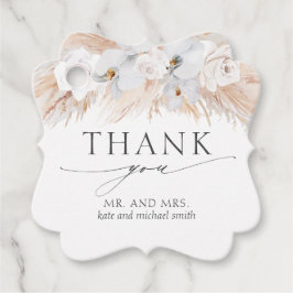 白い花パンパスグラス結婚の感謝 フェイバータグ