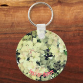 白い花パーソナライズされた キーホルダー (正面)