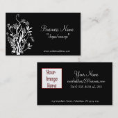 白い花ブッシュか黒い名刺のつる植物 名刺 (正面/裏面)