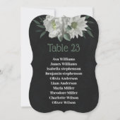 白い花ボタニカル黒いシーティングチャートカード 招待状 (正面)
