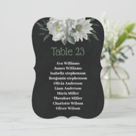 白い花ボタニカル黒いシーティングチャートカード 招待状